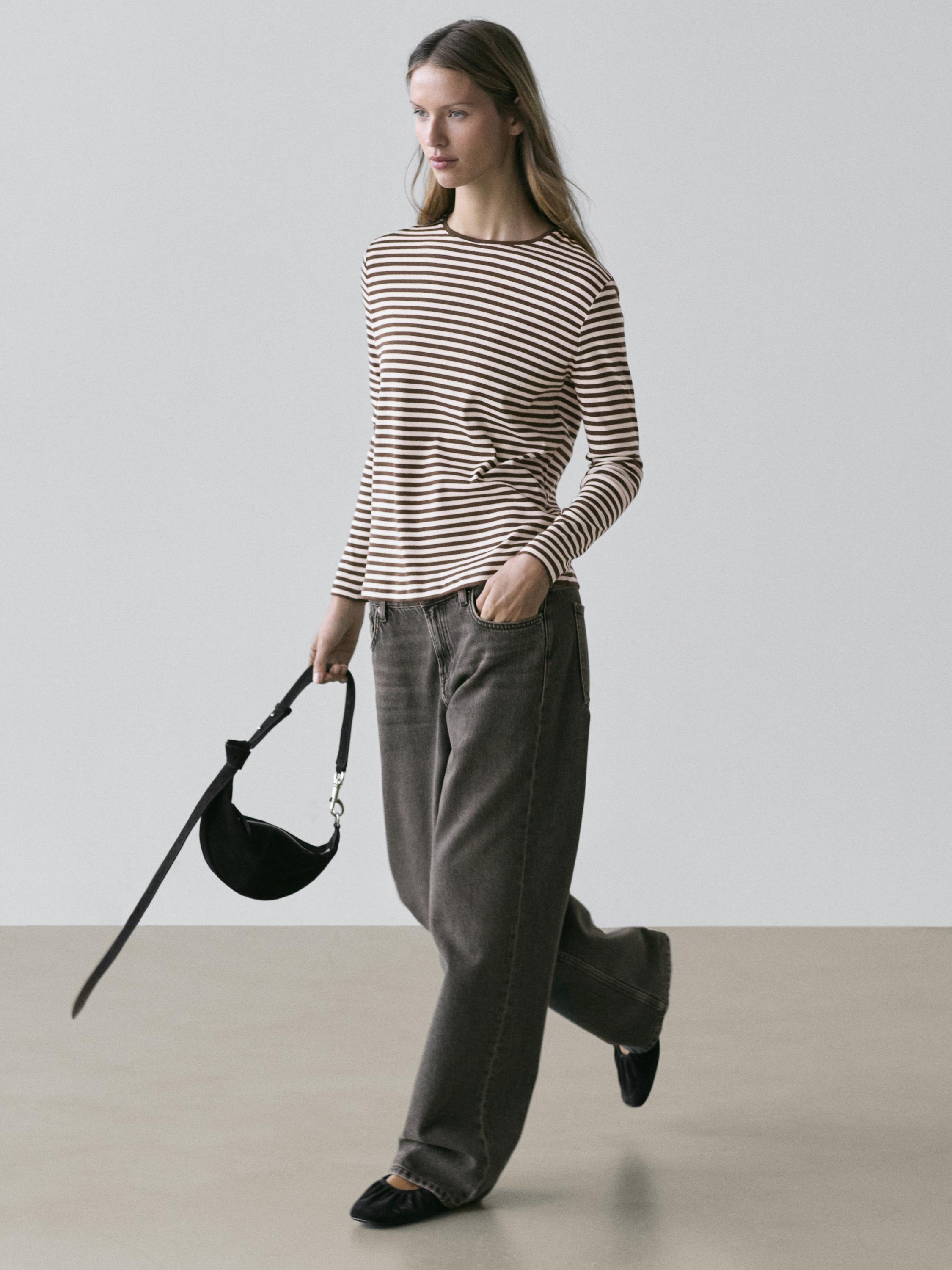 Striped long sleeve T-shirt with contrast detail